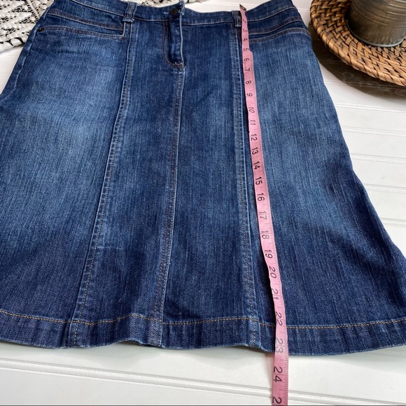 New York & Company Faded Distressed Fit and Flare Jeans Skirt - Picture 2 of 5